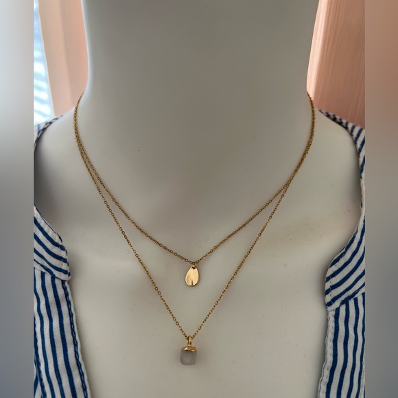 Dainty Rose Quartz Multi-Strand Necklace Set -  Boho Chic Layered Necklace - Picture 1 of 8